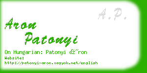 aron patonyi business card